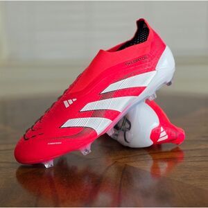 Adidas Predator Elite Laceless FG Soccer Cleats Lucid Red White Men's 11 ID3877